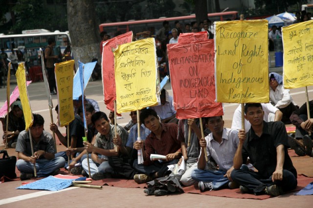Indigenous people of Bangladesh are demanding constitutional recognition in Dhaka. Image by Abu Ala, copyright Demotix (29/4/2011).