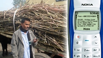 Plantatorzy trzciny cukrowej mogą drogą mobilną szybko i wygodnie otrzymywać zamówienia, tzw. purjee. Zdjęcie dzięki uprzejmości autorów Digital Bangladesh Blog.