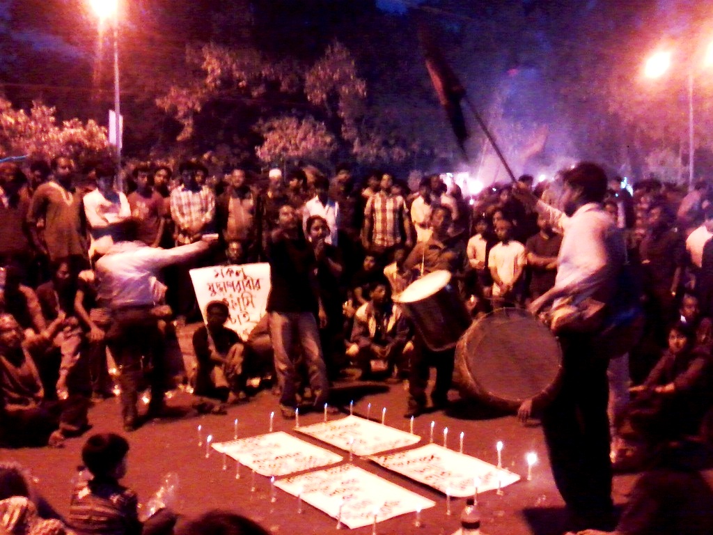 protests continued at night