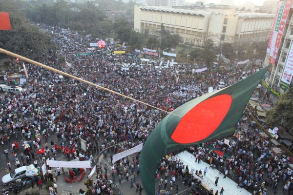 Ocean of people in Shahbagh. Image by Firoz Ahmed. Copyright Demotix (11/2/2013)